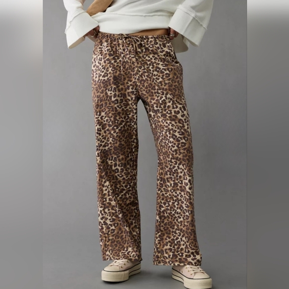 American Eagle Outfitters Pants - American Eagle Outfitters Leopard Print Wide Leg Pants - Brown
